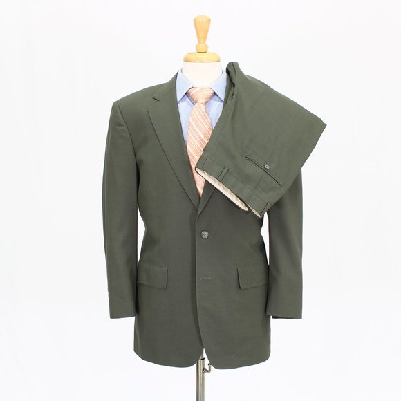 Brooks Brothers 40S 32x27 Green Solid 2-Button Suit R234 - Picture 1 of 15